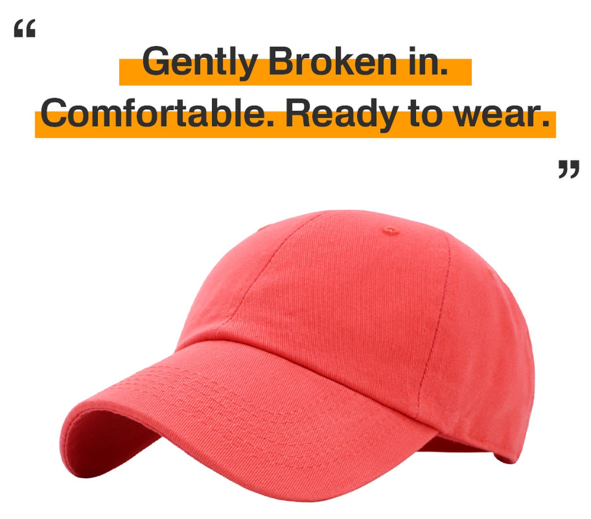 Coral Low Profile Baseball Caps Front Side View